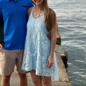 Blue lace hi-lo dress